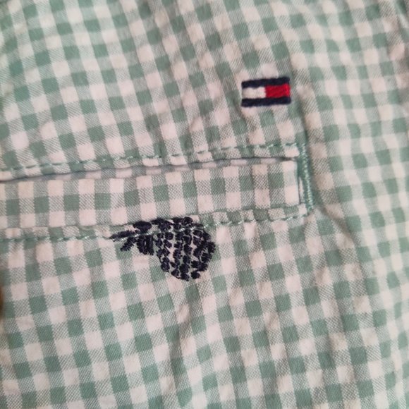 TOMMY HILFIGER Gingham Check Seersucker w Pineapple Cotton Shorts Sz 38 New - Picture 7 of 10
